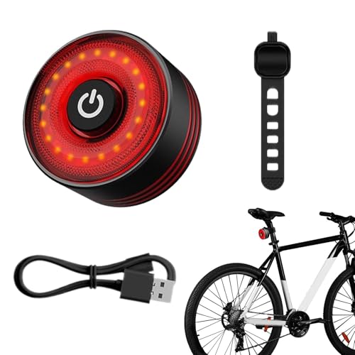 Vllold Luces intermitentes para bicicletas, luz trasera recargable con sensor automático, accesorios de advertencia de freno, suministros de conducción impermeables para bicicletas de carretera y