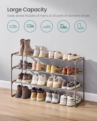 image for SONGMICS Shoe Rack, 3-Tier Shoe Organizer, Metal Storage Shelf, Uprigh