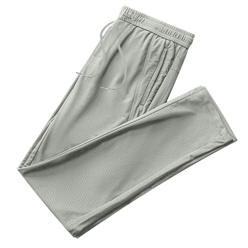 Men's Mesh Pants Ice Silk Casual Relaxed Fit Breathable Trousers Workout Athletic Running Sweatpant with Pocket