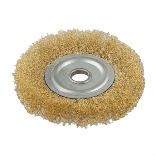 for Ultra Fine 0.15mm Crimped Copper Wire Brush Polishing Wheel for Grinder, Soft Flat Brass Copper Wire Wheel for Rust and Removal, Fine Metal Burr Remover, 100mm(125mmx16mm)