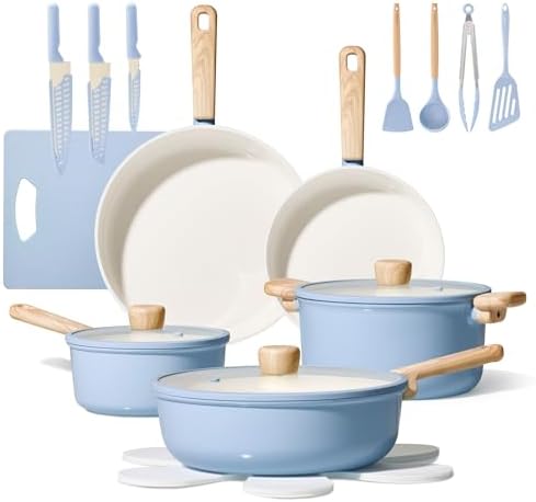CAROTE 24pcs Ceramic Cookware Set, Pots and Pans Non Stick Kitche...