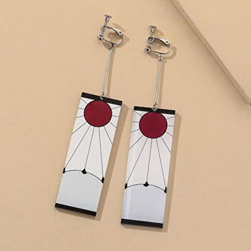 Tanjiro Hanafuda Earrings Breath Of The Sun Symbol Great For Demon Slayer Anime Light-Weight Wearing (Breath Of The Sun B) #TOP2