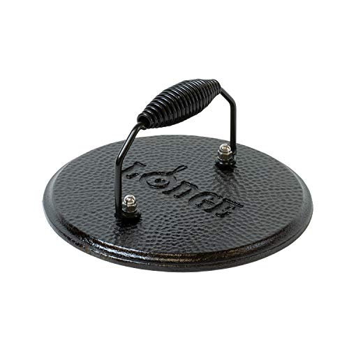 Lodge Lgpr3 Cast Iron Round Grill Press, Pre-Seasoned, 7.5-Inch, Black