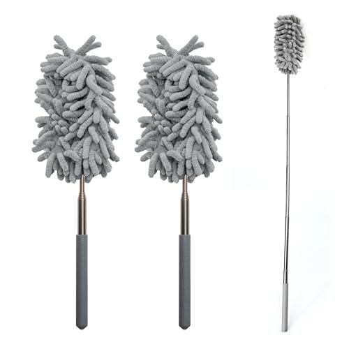 Lizzy 2 x Extendable Microfiber Duster | Telescopic Pole Extend to 74cm making it easy to reach those tricky areas | Washable, Hand Duster for Cleaning High Ceiling Fans, Cars, Blinds, Cobweb