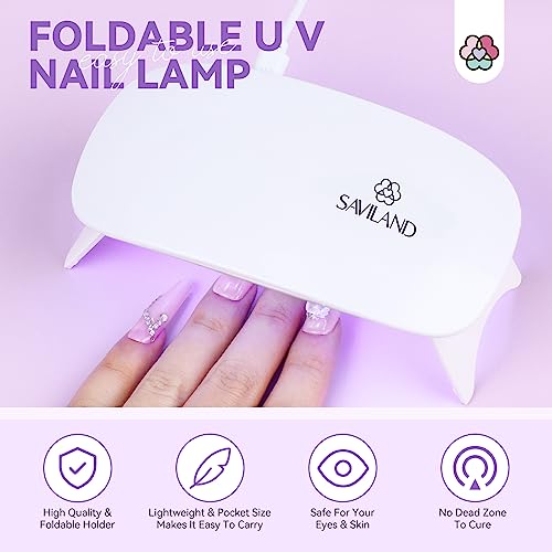 SAVILAND Acrylic Nail Kit with Everything for Beginners: Acrylic Powder and Liquid Set with Gel Nail Polish Nail Lamp Base & Top Gel Acrylic Nail Brush Professional Nail Kits Acrylic with Everything