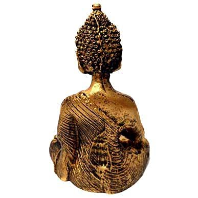 Kit de 2 Estátuas de Mini Buda Hindu Resina Dourado 8,5cm -