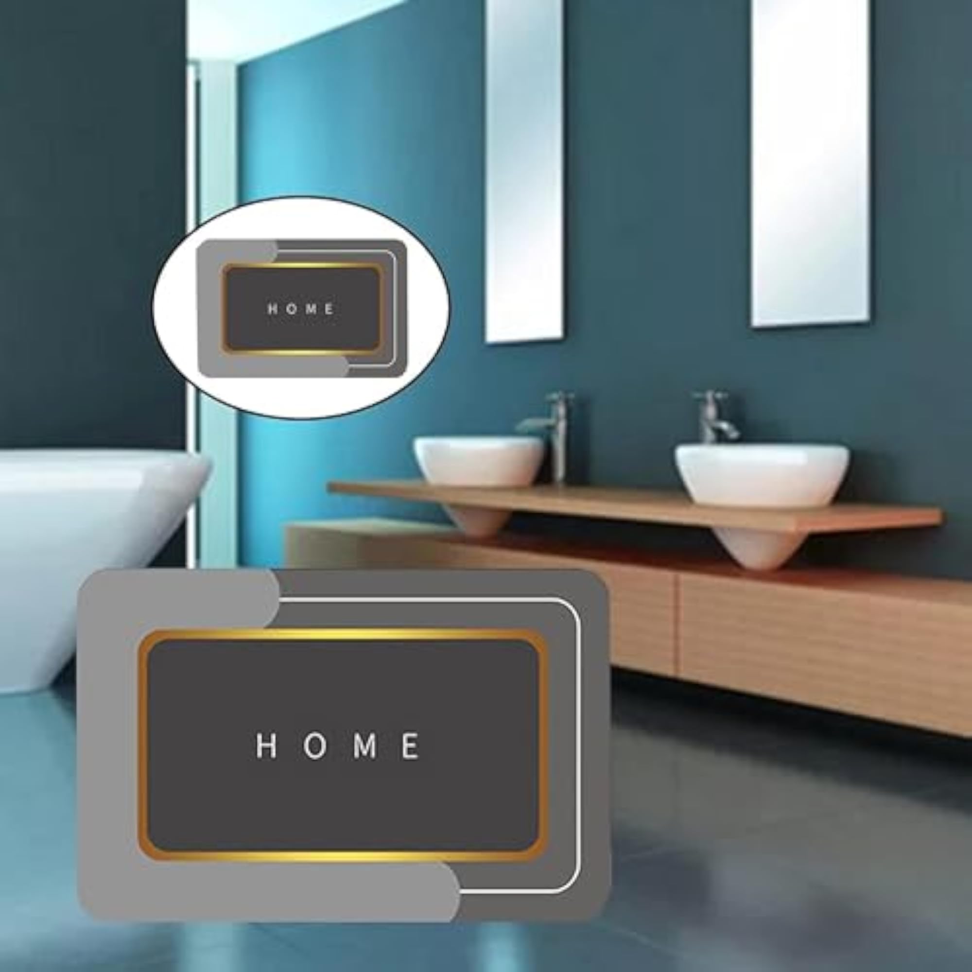 Rubber Anti-Slip Quick Drying Bathroom Mat, Multicolour
