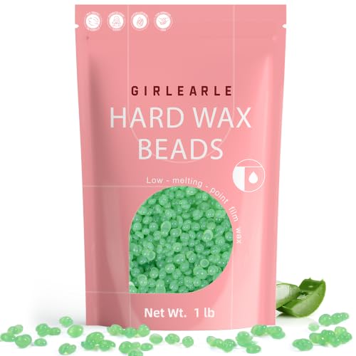 Image of GIRLEARLE Wax Beads (1lb) for Hair Removal - Aloe Vera Formula, Perfect for Sensitive Skin, Eyebrow, Brazilian Bikini, Legs, Facial and Full Body Waxing at Home
