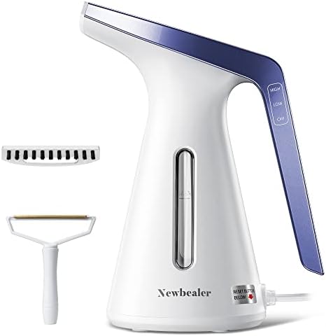 Newbealer Steamer for Clothes, 230ml Compact Handheld Fabric Wrinkle Remover, 2 Steam Levels and Auto-Off, Clothing Iron with Brush and Lint Cleaner Tool for Home/Travel (Economy Edition, Blue)