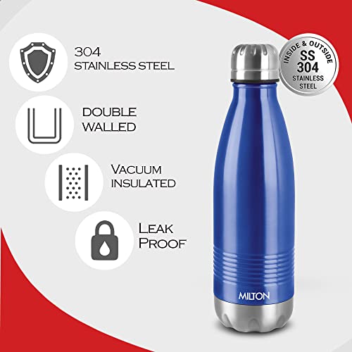 Image of Milton Duo DLX 500 Thermosteel Water Bottle 500 ml, 24 Hr Hot and Cold I Leak Proof Lid, ISI Certified I Vacuum Insulated I for Office, Gym, School I Blue