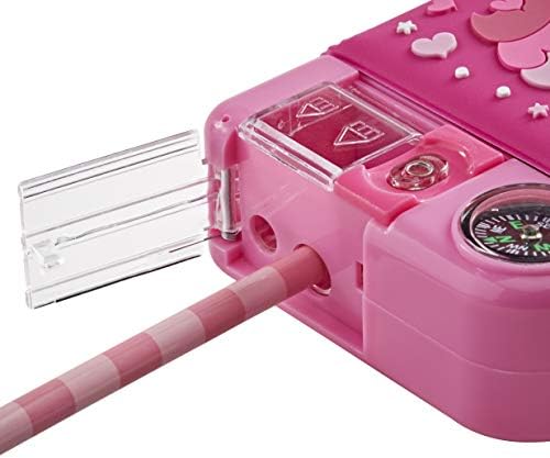 Tinc Mallo Character Pop Out Pencil Case Pink | Pop Out Compartment with Push Button | Includes Pencil with Eraser Topper, Ballpoint Pen & 15cm Ruler | 3 Compartments | for School