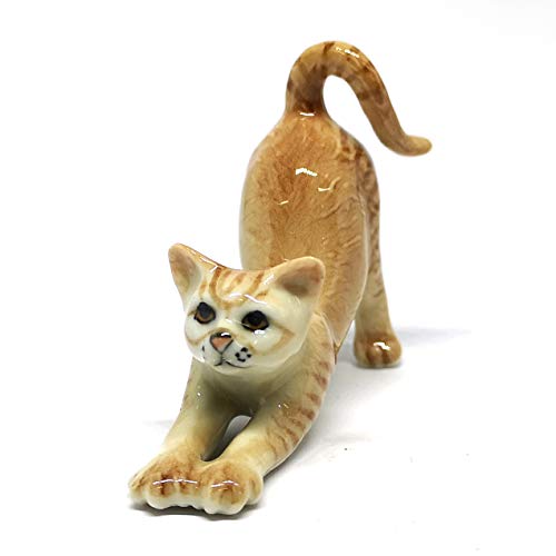 Figurine miniature en céramique chat marron pour remplacer le plastique sans charme - 8