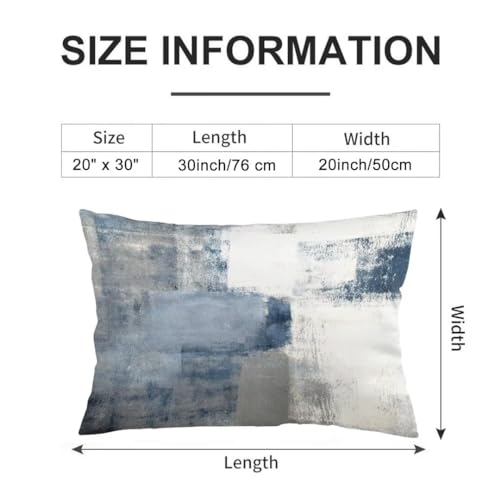 Aelmarnee PILLOWCASE--1.22-O-00.5 Grey Blue Abstract Art Painting Throw Pillow Cover Queen Size White Blue Gray Lumbar Pillow Case Modern Soft Pillowcase Standard Pillow Cases With Zipper Decorative Cushion Covers For Bed,Sofa,20 Inchx30 Inch thumb #3