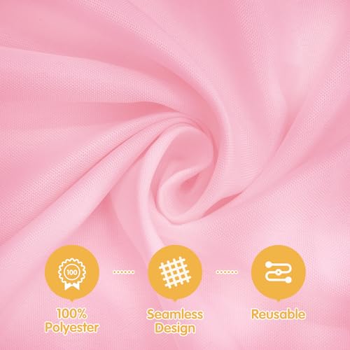 Image of BRILLMAX 10 Pack Pink Tablecloths 60x102 Inch for 6ft Rectangle Tables | 150 GSM Polyester Fabric, 15 inch Standard Drop, Water, Stain & Wrinkle Resistant Cloth Cover for Wedding Reception Banquet Party