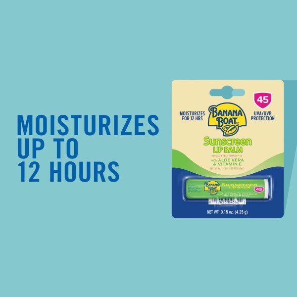 Miniatura 3 de Banana Boat Bálsamo labial con protector solar de aloe vera con vitamina E SPF 45 - 0.15 onzas, paquete de 6