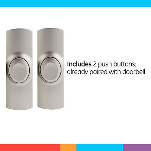 Ge Home Electrical Wireless Doorbell Kit, Battery Operated 1 Receiver, 2 Push Buttons Door Bell, 8 Melodies Doorbell Chime, 4 Volume Levels, Classroom Doorbell, 150 Ft Range, Satin Nickel, 30393 #TOP3