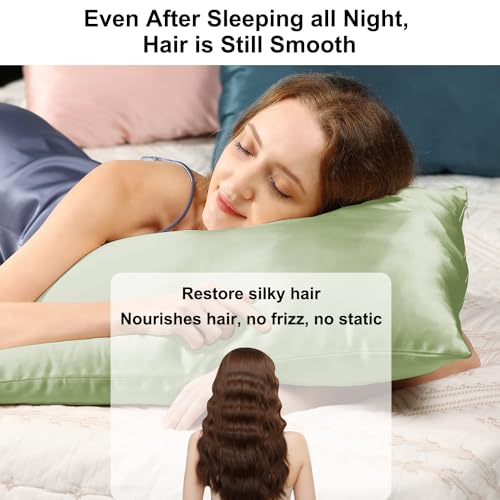 Ravmix Silk Pillowcase for Hair and Skin 21Momme Both Sides Mulberry Silk Pillow Case with Hidden Zipper, 1PCS - Image 2