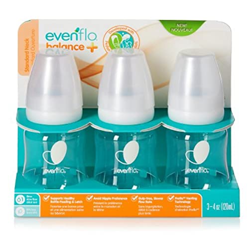 Image of Evenflo Feeding Balance+ Bottles, Standard, 0+ Months, Slow Flow, 3 Bottles, 4 oz (120 ml)