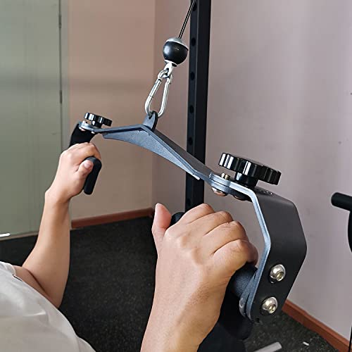 Image of Adjustable Lat Pull down Bar, Cable Machine Attachments for Gym, Home Gym Fitness T-bar Row Pulldown Attachments, Lat Pull Down Machine Wide Grip Neutral Grip Handle