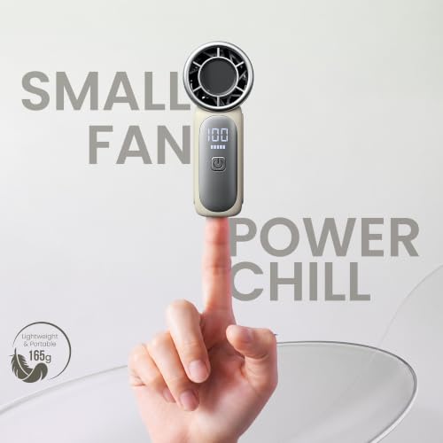 Image of Portronics Toofan Nano Rechargeable Handheld Mini Fan, 3000mAh Battery, 18000 RPM High-Speed Airflow, BLDC Motor, 5 Speed Modes, LED Display, Type-C Fast Charging, For Travel, Office, Makeup & Outdoor