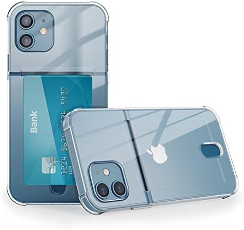 WILLIZTER Ultra Slim Phonecase with Cardholder Compatible with iPhone 12 Mini 5.4 Inch Transparent Clear Protective Shockproof Shock Absorbing Phonecover Thin Wallet case cover