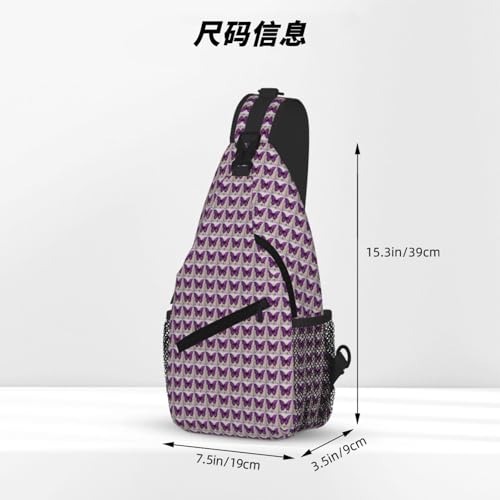 Mochila cruzada de mariposa morada elegante con diseño diagonal 4