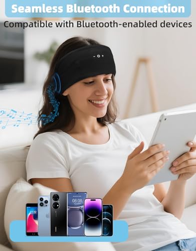 Image of Sleeping Headphones, Headband Headphones with HD Stereo Speaker, Bluetooth Headband for Sports, Running, Workouts, Yoga, Air Travel, Meditation, Gift - Black