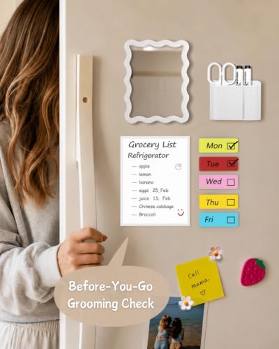 Image of Mymazn Locker Accessories Kit Magnetic Mirror for School Locker White