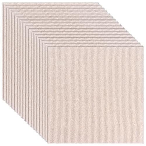 YAYODS 30Pcs Cream Carpet Tiles, 30 x 30cm Self Adhesive Carpet Tiles, Anti-Slip Hardwearing Square Carpet Flooring Tiles, Easy to Peel and Stick Carpet Floor Covering for Office Living Room Bedroom