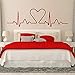 Adesivi murali d'arte e murali decalcomanie creative letto testiera cuore elettrocardiogramma grafico che mostra il cuore. Design ideale per decalcomanie testa letto coppia 141 * 42 cm
