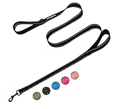 HIHANHAN Reflective Dog Leash with Double Handle, Dog Leash 6ft Long, Supports Medium, and Large Dogs, Heavy Duty for Walking, Running, and Training (Black)