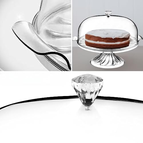 Aspect Cake Stand with Dome Lid, Eye Catching Crystal Design, Fixed Base, Clear Glass Display Stand for Cakes, Cupcakes & Desserts, Elegant Serving Stand for Kitchen & Parties (With Stand) - Cosy Home Interiors Aspect Cake Stand with Dome Lid, Eye Catching Crystal Design, Fixed Base, Clear Glass Display Stand for Cakes, Cupcakes & Desserts, Elegant Serving Stand for Kitchen & Parties (With Stand) - Image 2
