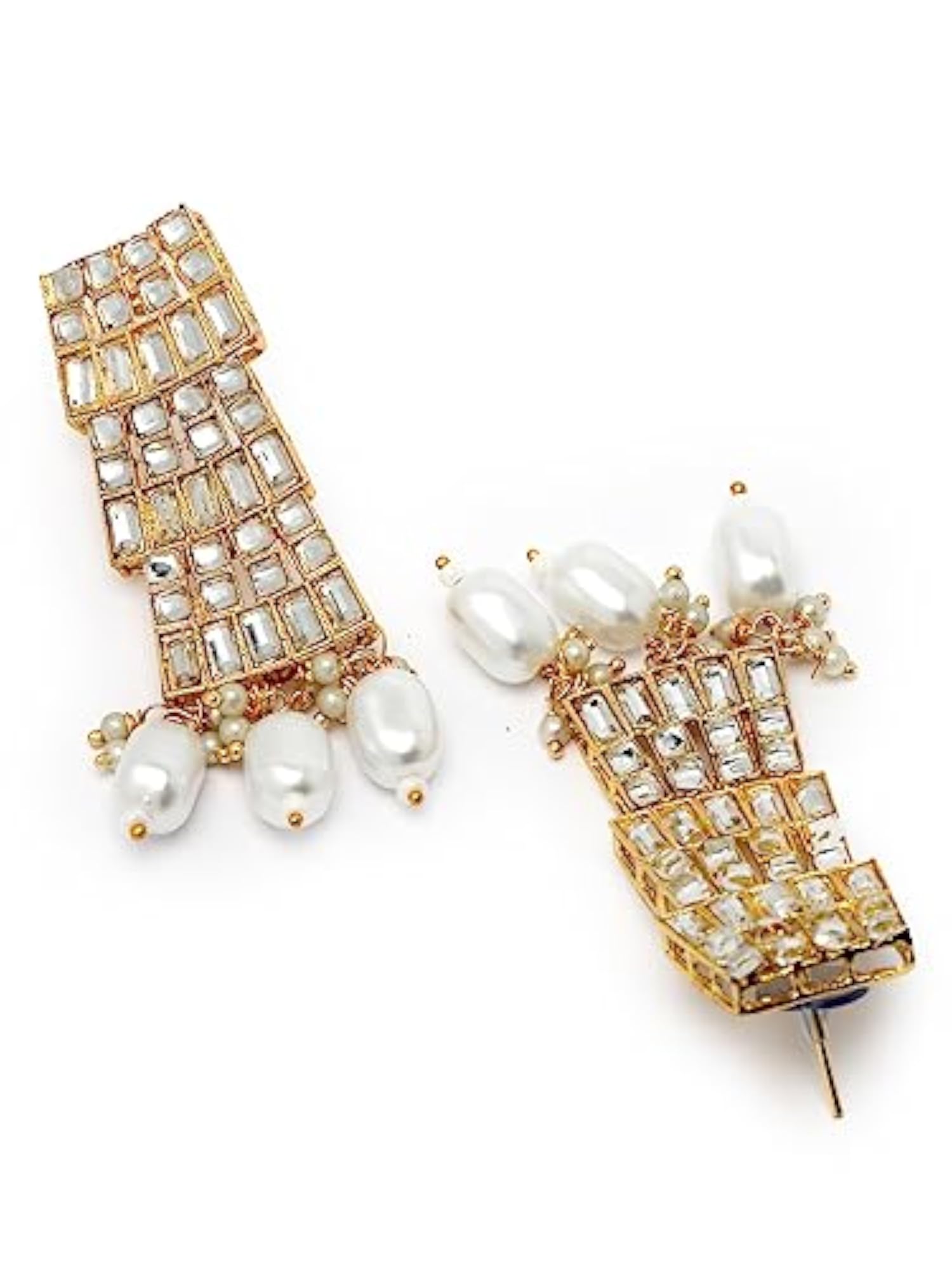 Plated AD & Beads Collar Bone Necklace Set With Earring And Maangtika