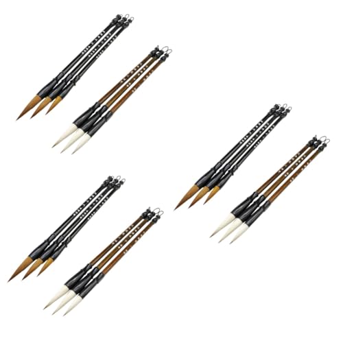 HOMSFOU 3sets Japanese Sumi Drawing Brush Large Wolf Hair Writing Brush Chinese Calligraphy Pen Art Ink Caligraphy Set 6pcs*3