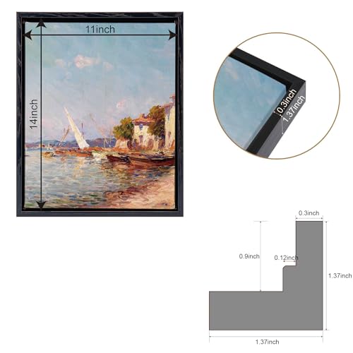Image of Canvas Frames for 11 inchx17 inchPaintings with 0.6 inch~0.9 inch Deep Black | VAREIHNAZ Canvas Floater Frames for 11 inchx17 inchCanvas Paintings,Floating Frames for Wall Decor,No Glass or Back(Black)