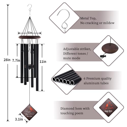 Image of Personalized WindChimes Outdoor Deep Tone,Large Customized Memorial Wind Chimes for Loss of Loved One Engrave Tree of Life,Sympathy Wind Chimes Outside, Gifts for Mother,Garden Home Yard Hanging Decor