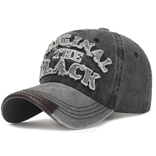 Baseballcap Original The Black Vintage Style Used Washed Look Retro Outdoor Kappe Mütze Cap Schirmmütze Basecap verstellbar (schwarz/grau 2)