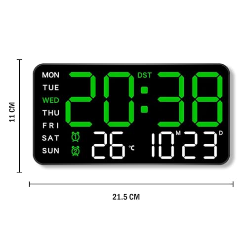 Image of Sehaz Artworks Digital Alarm Clock for Living Room Stylish | Electric Digital Wall Clock for Hall |Alarm Clock for Heavy Sleepers | Alarm Clock for Bedroom |Table Clock for Home |Digital Watch - Green