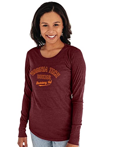 Blue 84 Virginia Tech Hokies Women's Tri-Blend Long Sleeve T-Shirt Campus, Maroon, Large