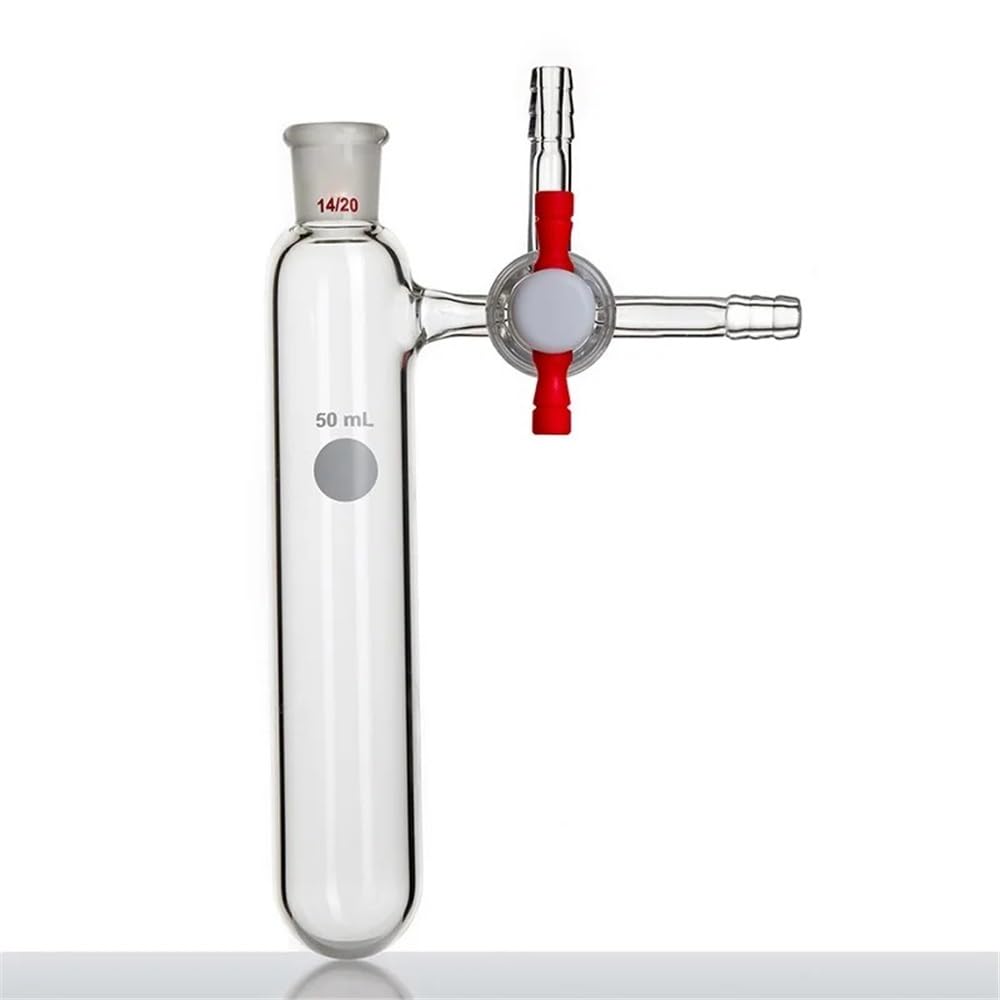 Cristalería de Laboratorio Tubo de reacción con abertura de 2 mm, matraz de PTFE con válvula de tres vías, vidrio de borosilicato F82(350mL-F824350S)