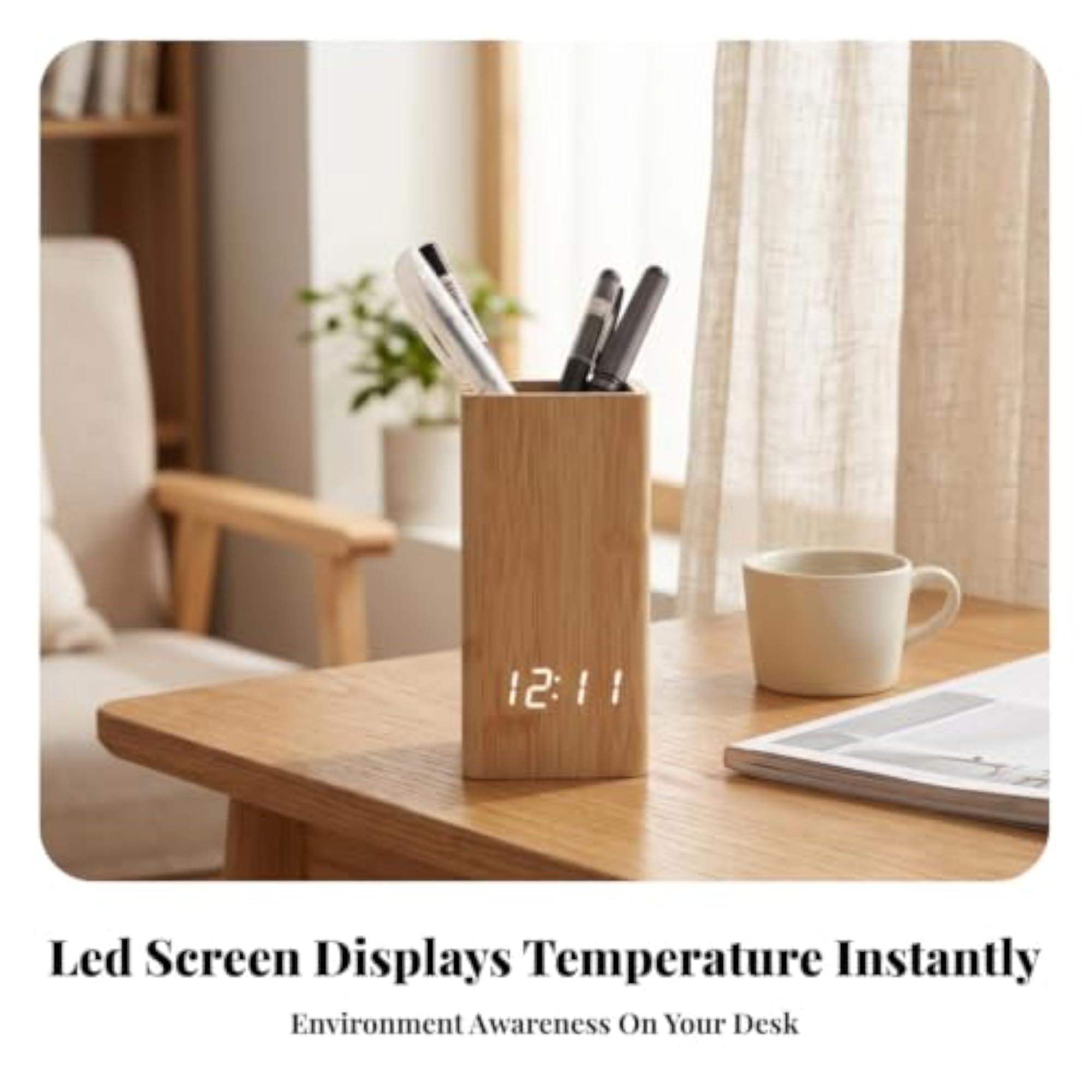 Open-Top LED Pen Holder Clock