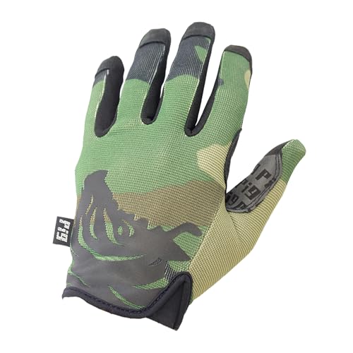 PIG Delta Utility Tactical Gloves, Touchscreen Compatible, High Dexterity, for Shooting, 1 Pair, Woodland, 2X-Large