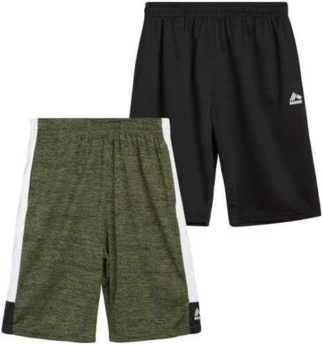 RBX Boys' Active Shorts - Athletic Performance Basketball Shorts (2 Pack), Size 14-16, Green Space