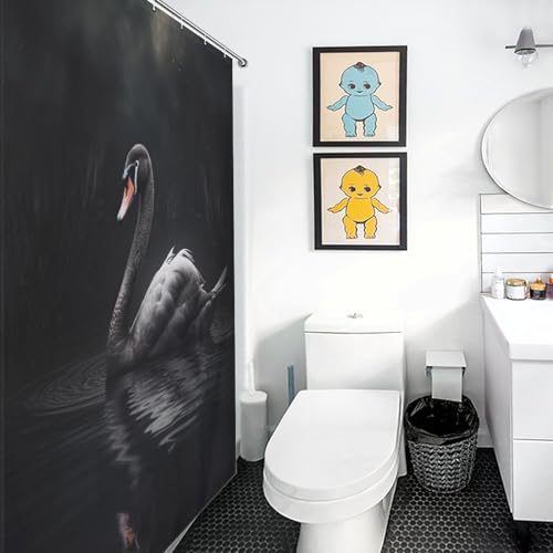 Rideau de douche cygne imperméable en polyester lavable 140x183cm pour baignoire - 3
