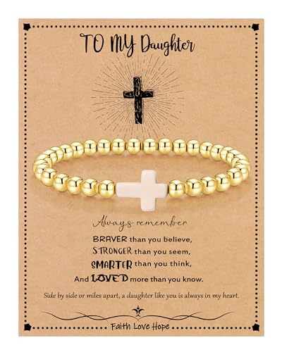 Image of Cross Bracelets for Women, Christian Gifts for Women Stocking Stuffers for Teens Cross Bracelet Imperial Nature Stone Bead Bracelet Confirmation Baptism Gift for Teen Girls Christmas Religious Gift Cathlic Faith Jewelry