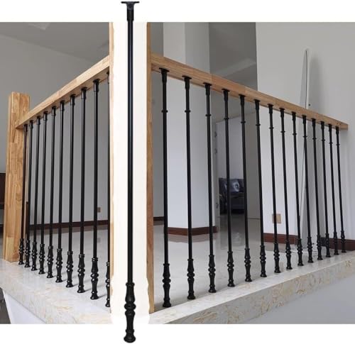 Pasamanos para escaleras de cubierta redonda alta negro sin postes de husillo 2