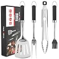 PARGRILL Grill Accessories Heavy Duty BBQ Set Gifts for Men/Women - Premium Stainless Steel Spatula, Fork, Brush & Tongs, Barbecue Utensils Tool Kit Gift for Grilling Lover Outdoor