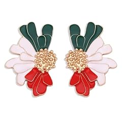 Green White Red Flower Earring