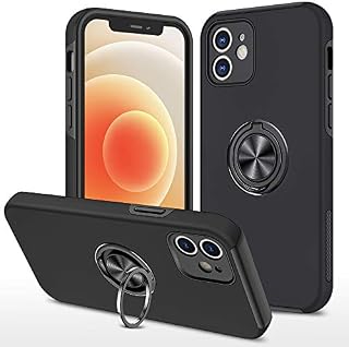 EYZUTAK Case for iPhone 11 6.1 inch, 360 Degree Rotation Magnetic Metal Finger Ring Holder Magnet Car Holder Inner Silicone with Camera Protection Glossy Anti-drop Hard Cover - Black