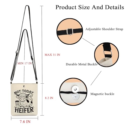 POFULL Cow Lover Gift Farm Gift Cow Gift Animals Gift Coffee Lover Gift Not Today Heifer Crossbody Bag2